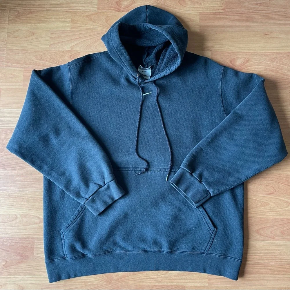 Vintage Nike Center Swoosh Black & White Sweatshirt Hoodie Size Large - Picture 6 of 11
